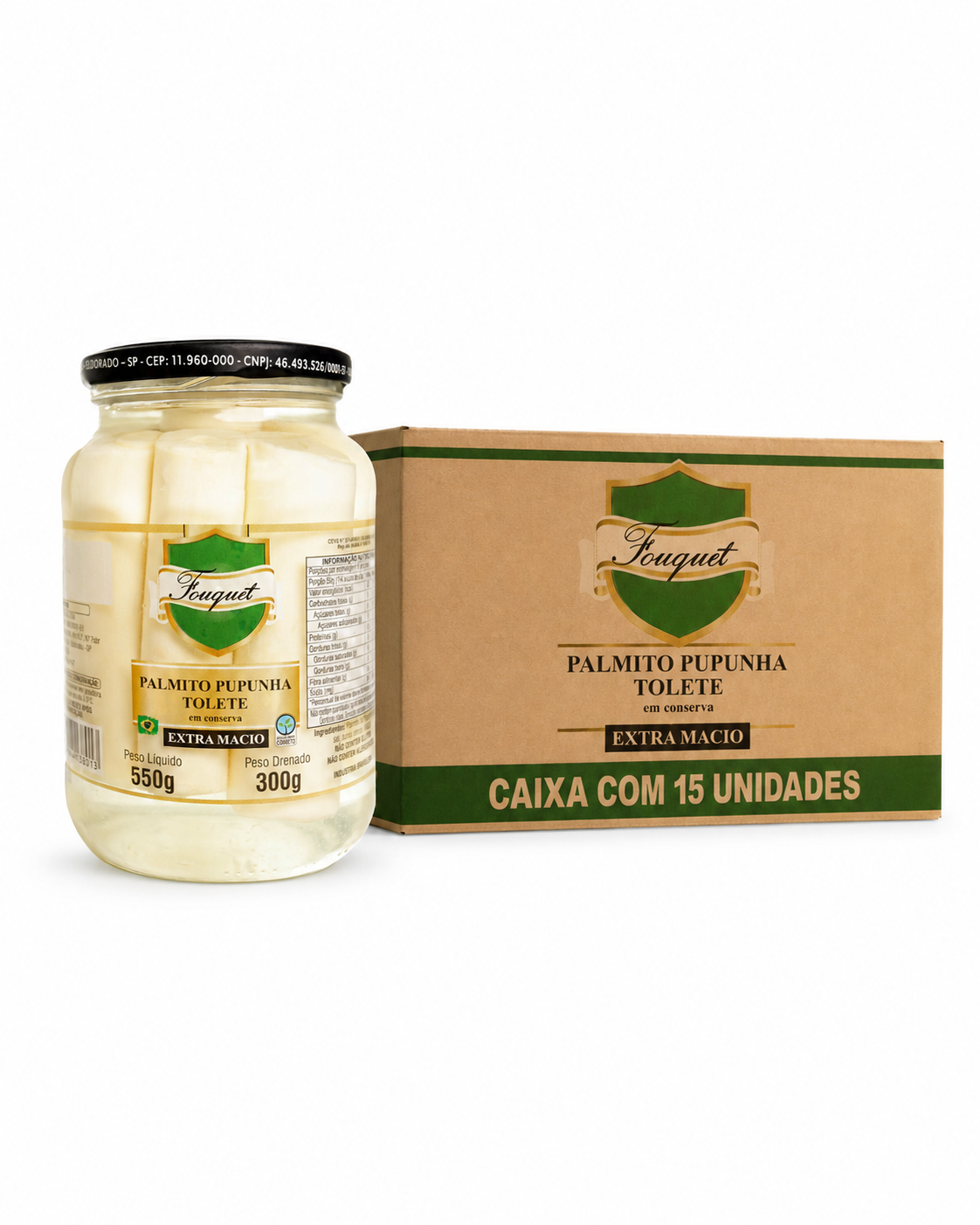 Palmito tolete 300g - caixa com 15 unidades